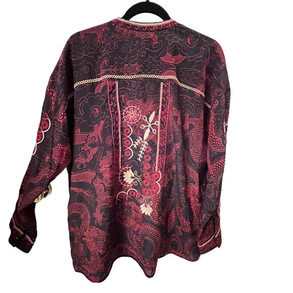 JOHNNY WAS NWT Biya Belina 100% Silk Embroidered Top Boho Chic. Womens Large - Picture 2 of 6